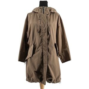 Marc Cain commuter rain jacket 3/4 sleeve brown light weight coat sz 6